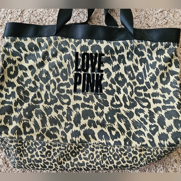 Vintage PINK by Victoria’s Secret Large Leopard Weekender Canvas Tote Bag - Picture 16 of 16
